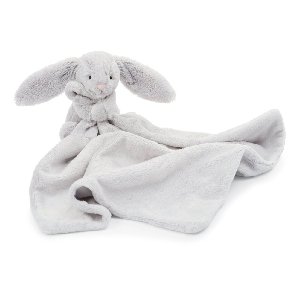 Jellycat Bashful Grey Bunny Soother, 13.5 inches - Security Blanket and Lovey
